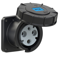PCE 3339-6, CEE-Receptacle Flange 100x100 Straight 60A 2P3W 6h IP69k UL Approved (PCE360R6W)